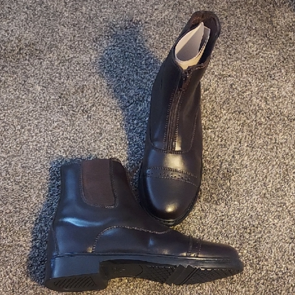 Women's Brown Leather Zip Front Ankle Boots - Picture 4 of 4